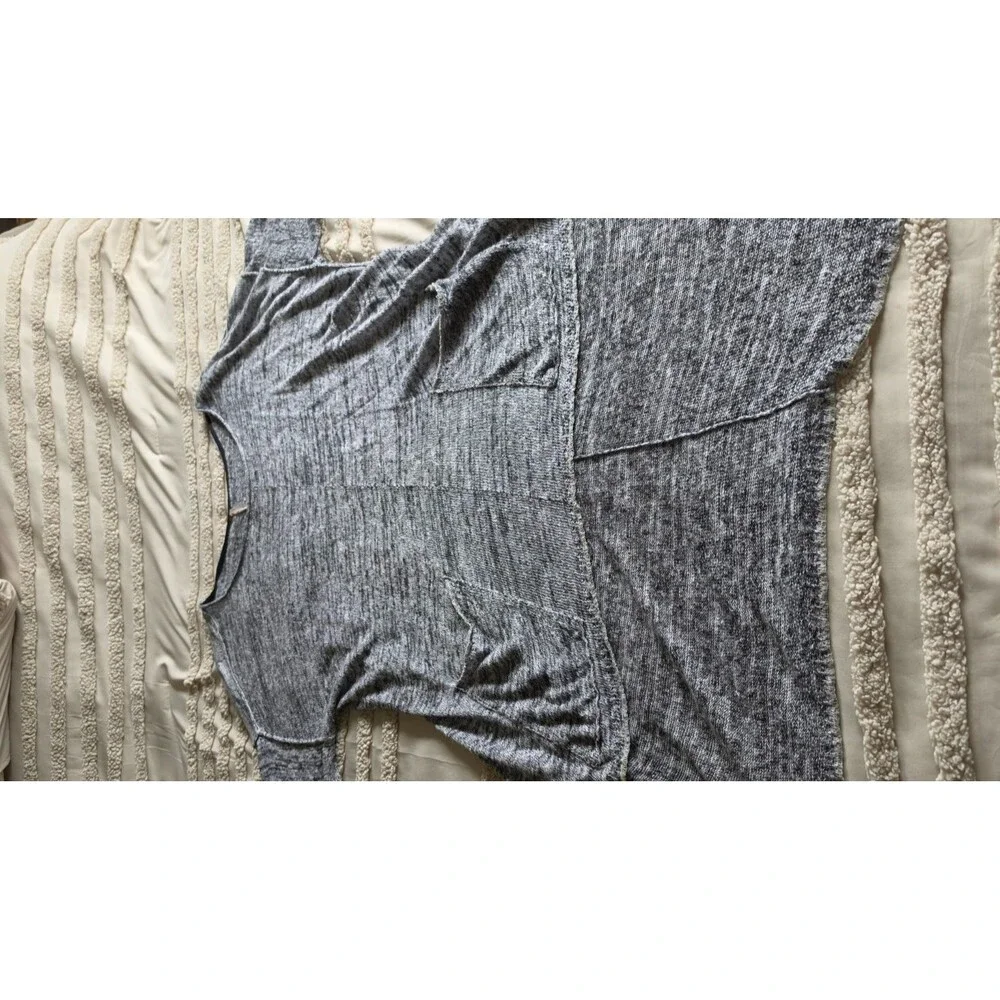 Women’s L Gray Boho Hi Low Tunic Dress Oversized Beach Cover Up Linen Resort
